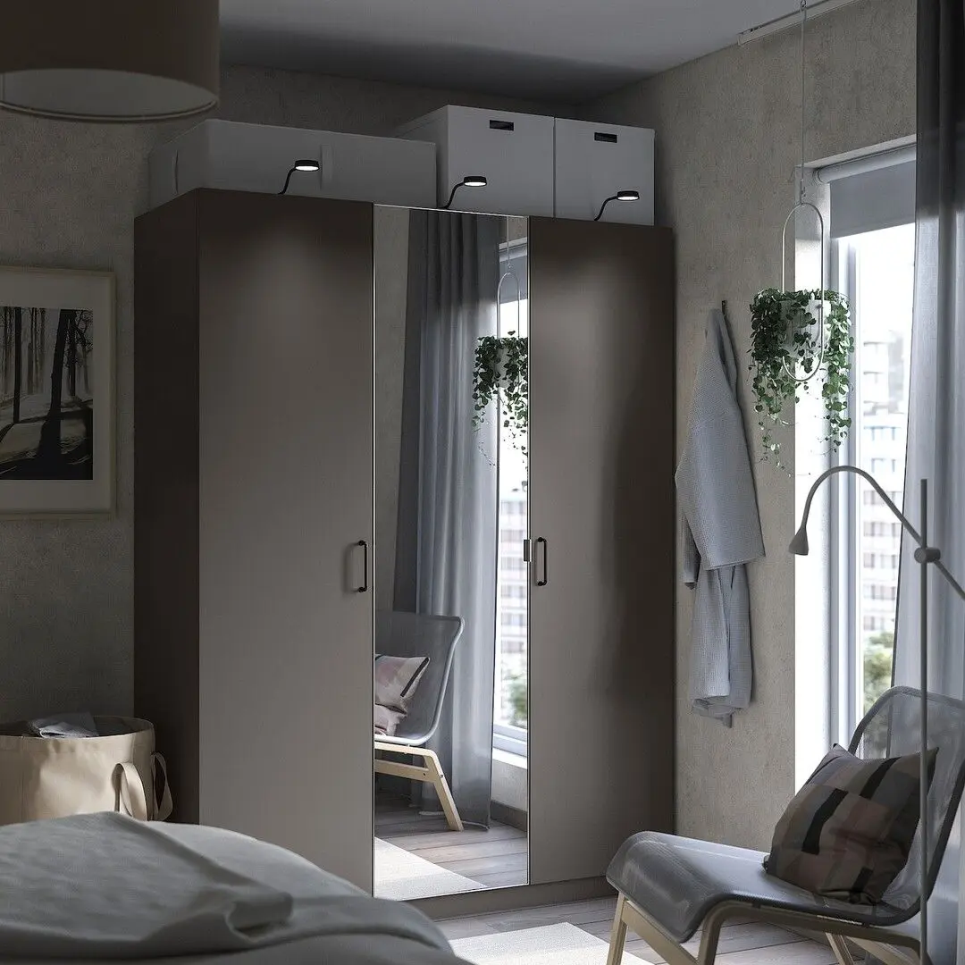 Dulap Ikea Pax/Forsand/Aheim cu oglinda 150x60x201 (Gri-inchis)