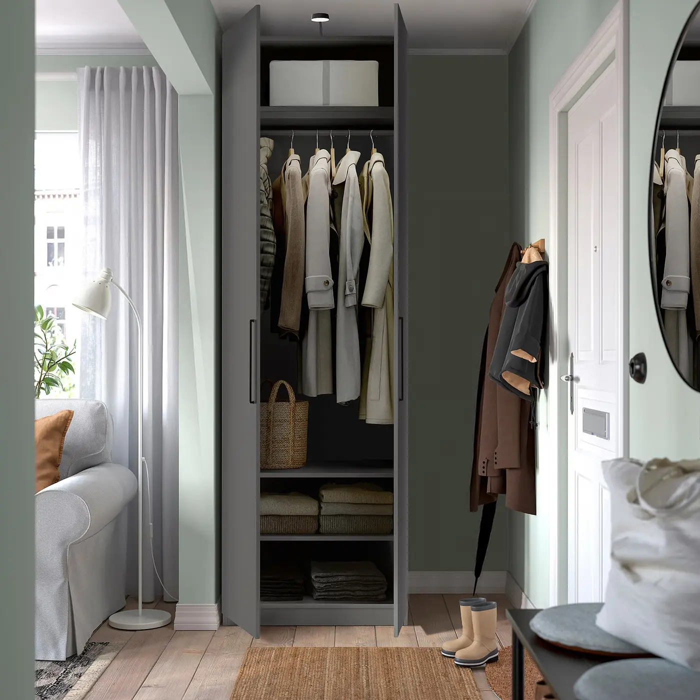 Шкаф Ikea Pax/Forsand полки/штанга 75x60x236 (Тёмно-серый) - 2