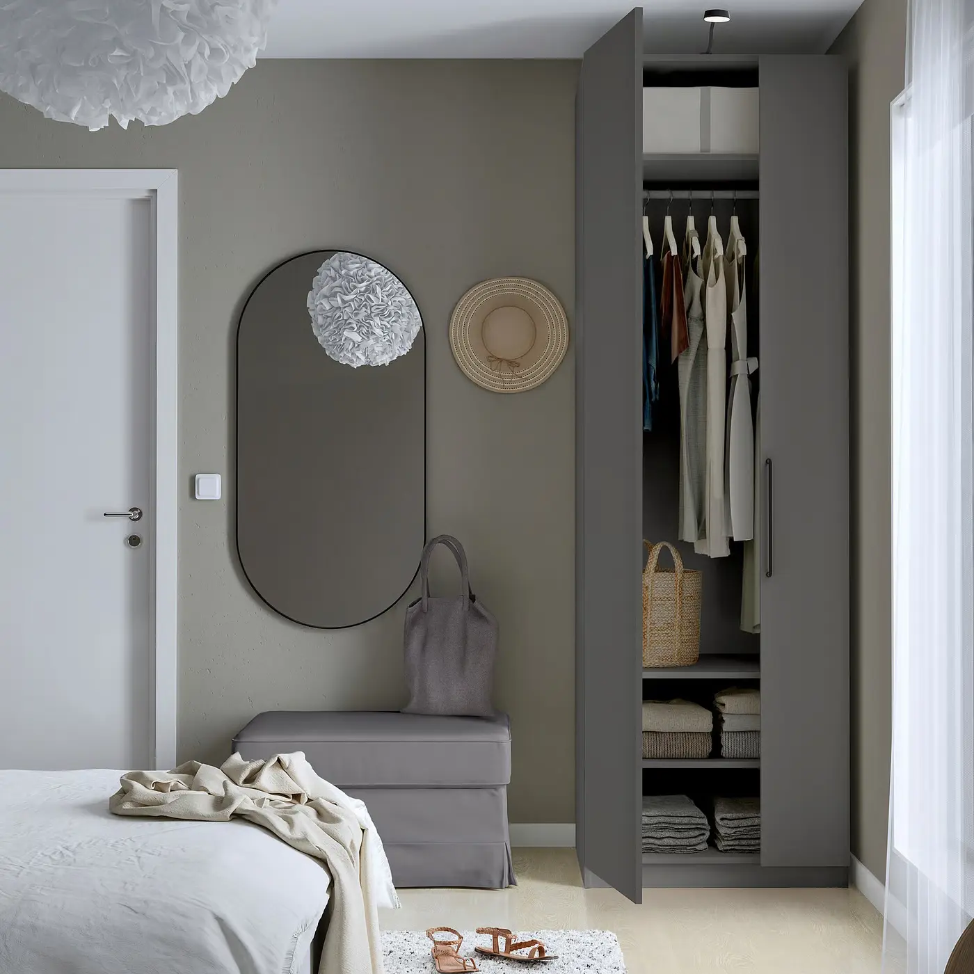 Шкаф Ikea Pax/Forsand полки/штанга 75x60x236 (Тёмно-серый) - 7