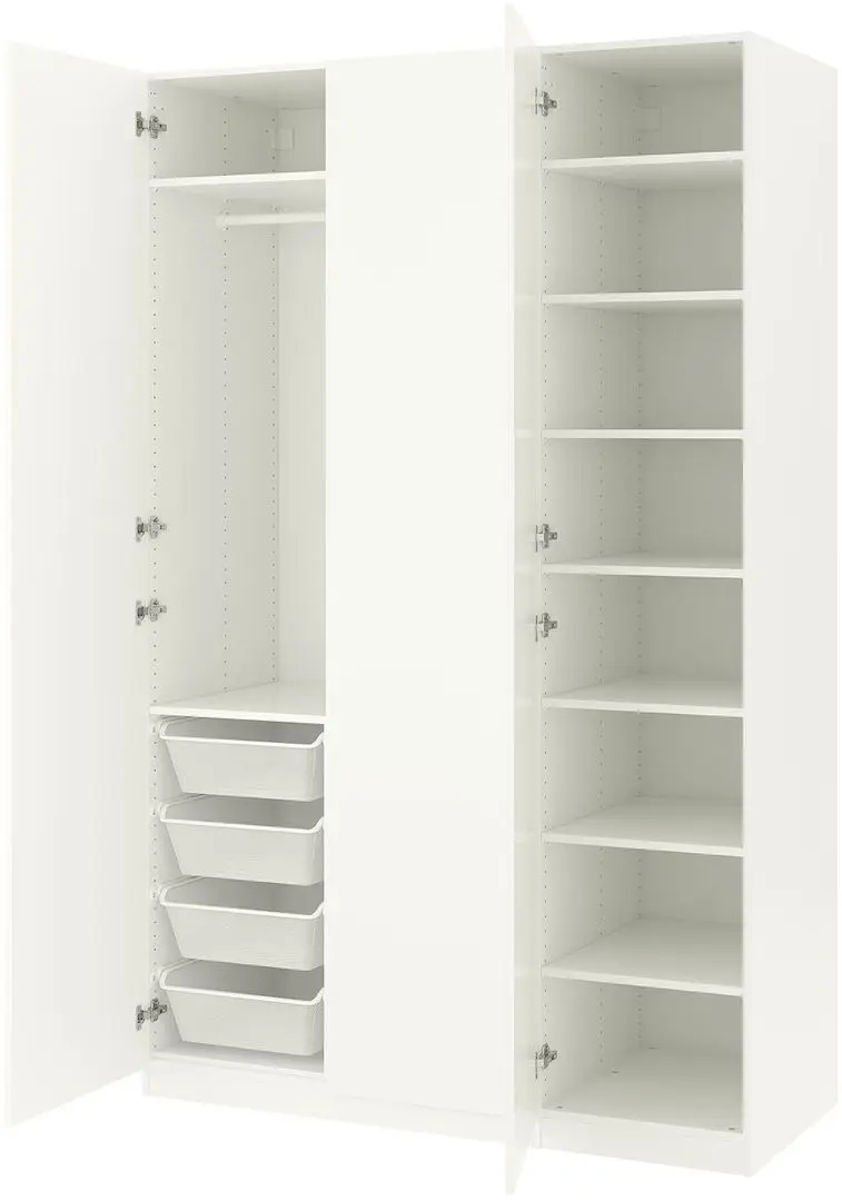 Dulap Ikea Pax/Forsand rafturi/bara/cosuri 150x60x236 (Alb)