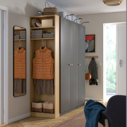 Dulap Ikea Pax/Forsand rafturi/bara/sertar/cosuri/etajera 170x60x201 (Gri inchis/Aspect Stejar) Thumb