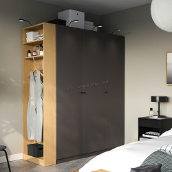 Шкаф Ikea Pax/Forsand полки/штанга/ящик/корзины/стеллаж 170x60x201 (Тёмно-серый/Имитация Дуба)