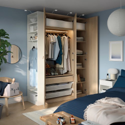 Шкаф Ikea Pax/Forsand полки/штанга/ящик/корзины/стеллаж 170x60x236 (Имитация Состаренного Дуба/Белый) Thumb