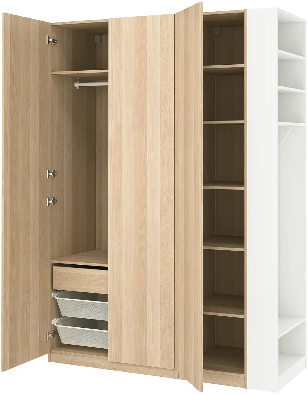 Шкаф Ikea Pax/Forsand полки/штанга/ящик/корзины/стеллаж 170x60x236 (Имитация Состаренного Дуба/Белый) - 3