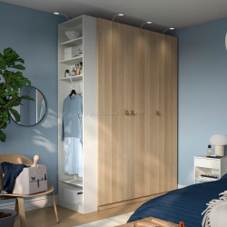 Шкаф Ikea Pax/Forsand полки/штанга/ящик/корзины/стеллаж 170x60x236 (Имитация Состаренного Дуба/Белый)