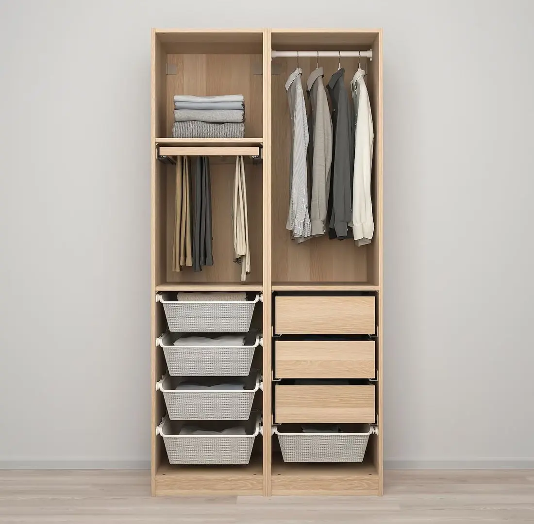 Dulap Ikea Pax/Forsand rafturi/bara/sertare/cosuri 100x60x201 (Aspect Stejar Antichizat)