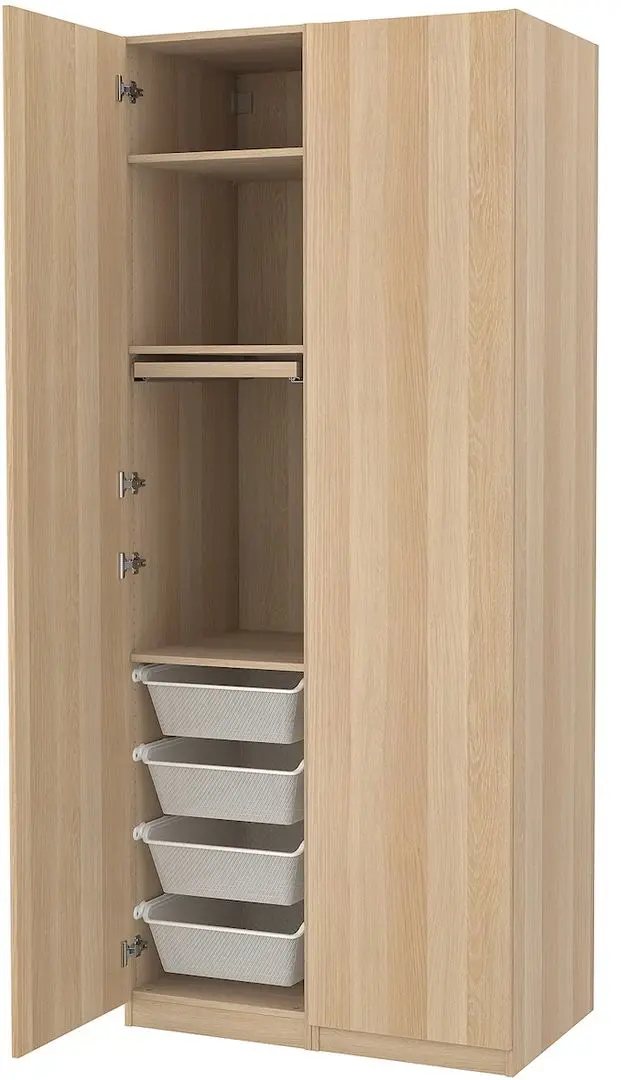 Dulap Ikea Pax/Forsand rafturi/bara/sertare/cosuri 100x60x236 (Aspect Stejar Antichizat)