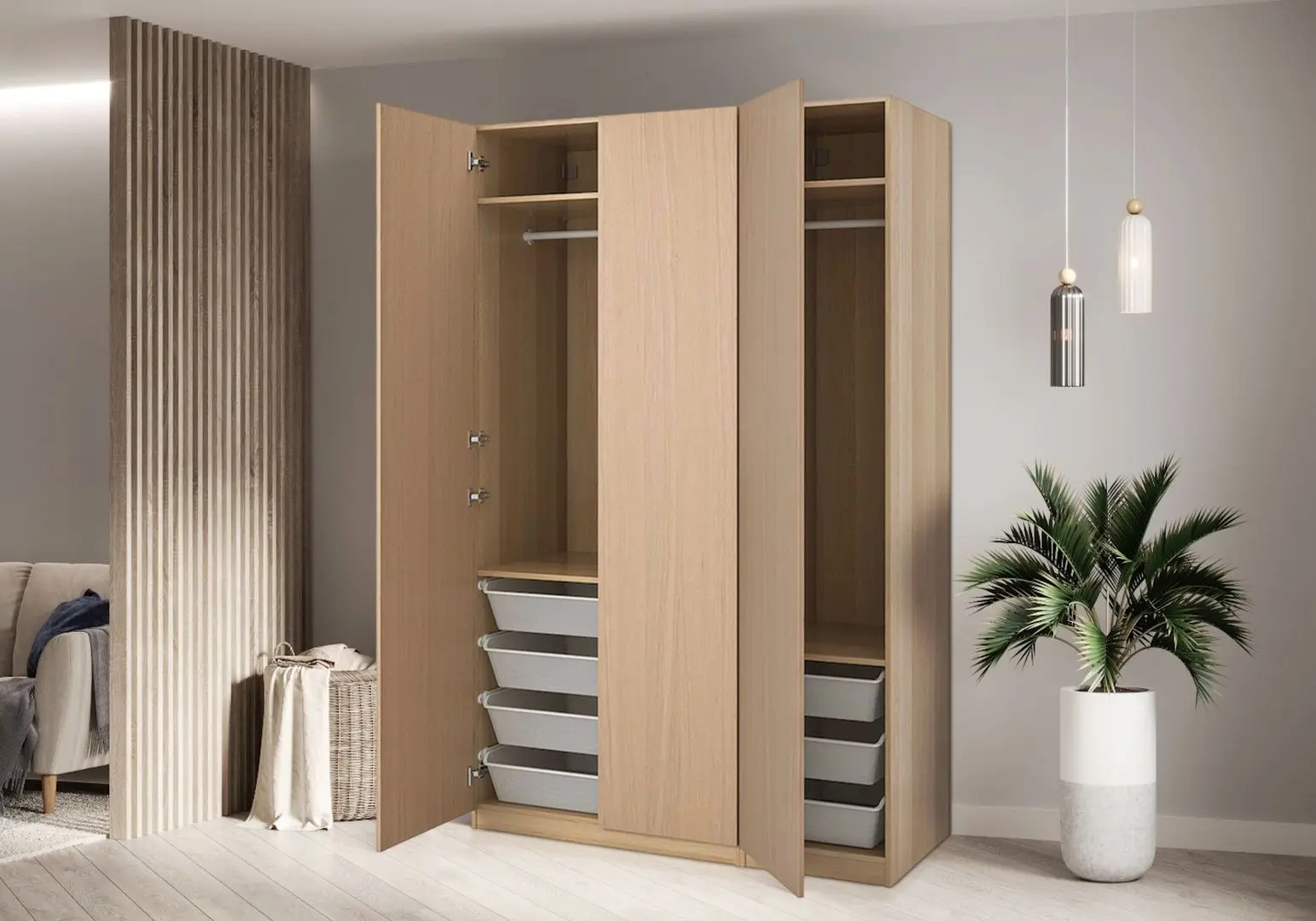 Dulap Ikea Pax/Forsand polite/bare/cosuri 150x60x236 (Aspect Stejar Antichizat)