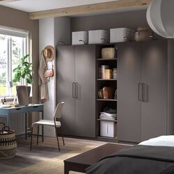 Шкаф Ikea Pax/Forsand полки/штанги/корзины 250x60x201 (Темно-Серый)