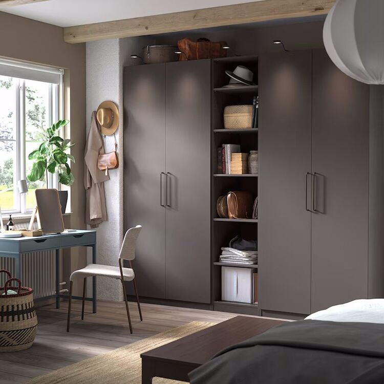Шкаф Ikea Pax/Forsand полки/штанги/корзины 250x60x236 (Темно-Серый ...