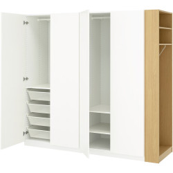 Шкаф Ikea Pax/Forsand полки/штанги/корзины/стеллаж 220x60x201 (Белый/Имитация Дуба) Thumb
