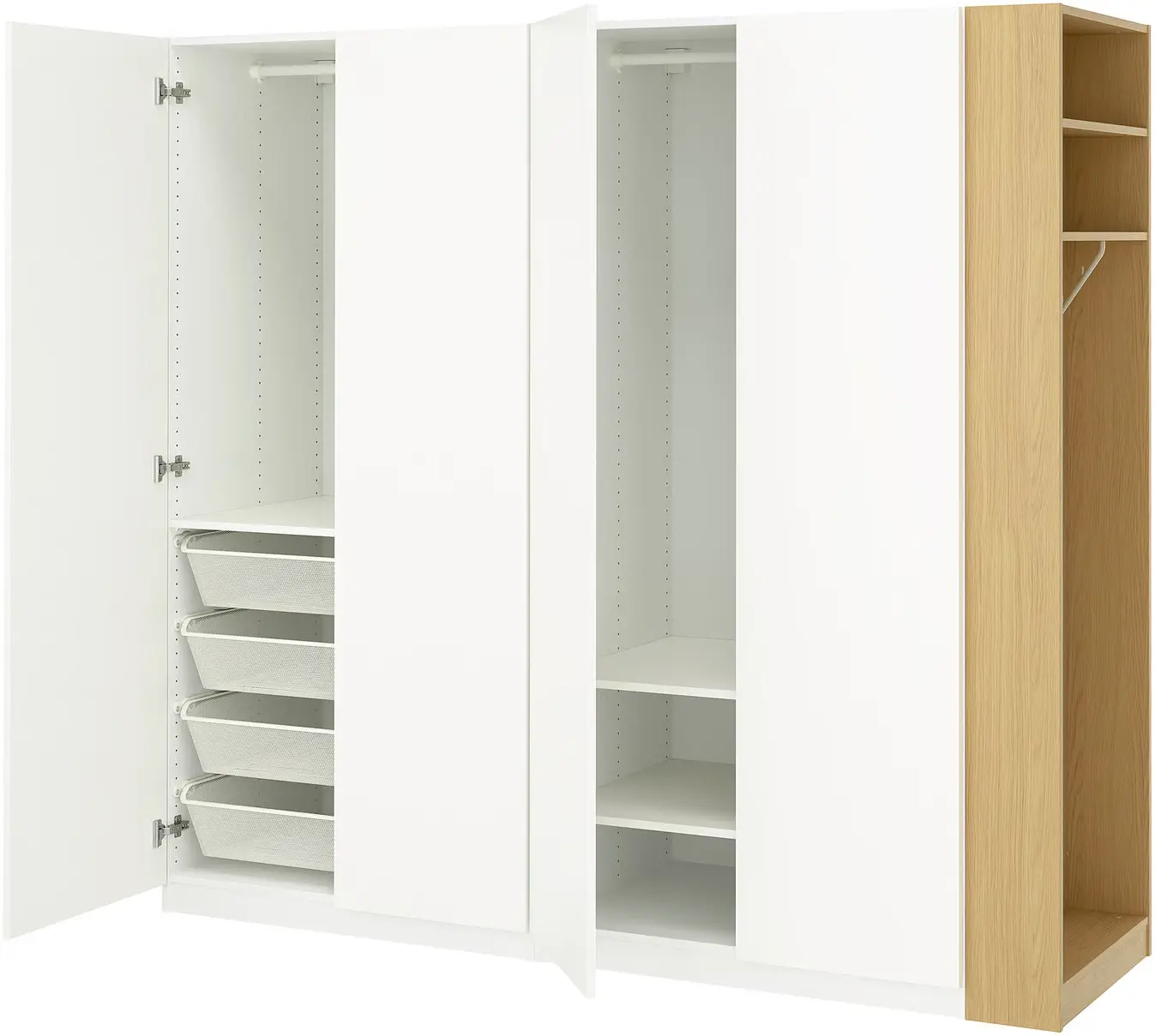 Шкаф Ikea Pax/Forsand полки/штанги/корзины/стеллаж 220x60x201 (Белый/Имитация Дуба) - 3