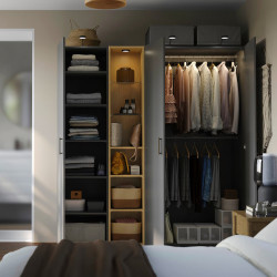 Dulap Ikea Pax/Forsand rafturi/bare/etajera 185x60x201 (Gri inchis/Aspect Stejar) Thumb