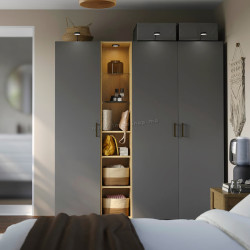 Dulap Ikea Pax/Forsand rafturi/bare/etajera 185x60x201 (Gri inchis/Aspect Stejar)