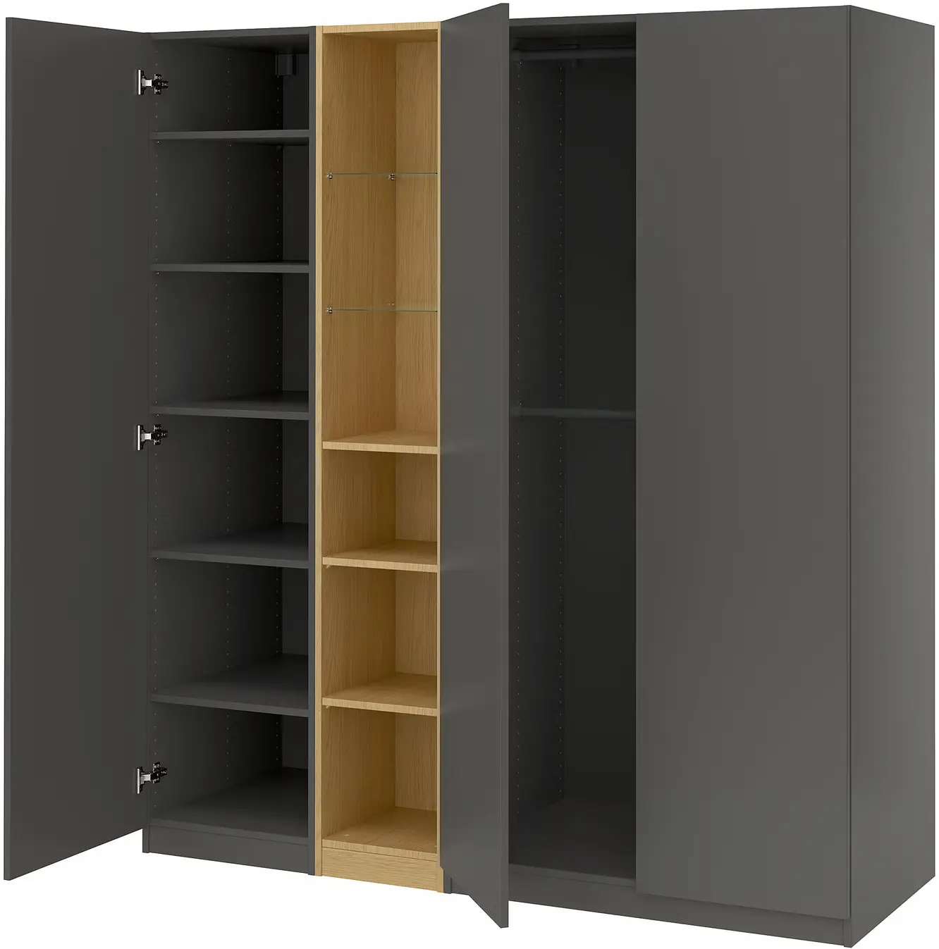 Dulap Ikea Pax/Forsand rafturi/bare/etajera 185x60x201 (Gri inchis/Aspect Stejar) - 6