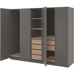 Dulap Ikea Pax/Forsand rafturi/bare/sertare 250x60x201 (Gri inchis/Aspect Stejar Antichiza) Thumb