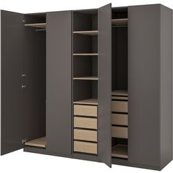 Dulap Ikea Pax/Forsand rafturi/bare/sertare 250x60x236 (Gri inchis/Aspect Stejar Antichizat) Thumb