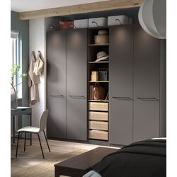 Dulap Ikea Pax/Forsand rafturi/bare/sertare 250x60x236 (Gri inchis/Aspect Stejar Antichizat)