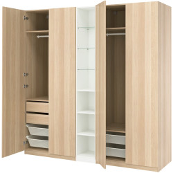Dulap Ikea Pax/Forsand rafturi/bare/sertare/cosuri/etajera 235x60x236 (Aspect Stejar Antichizat/Alb) Thumb