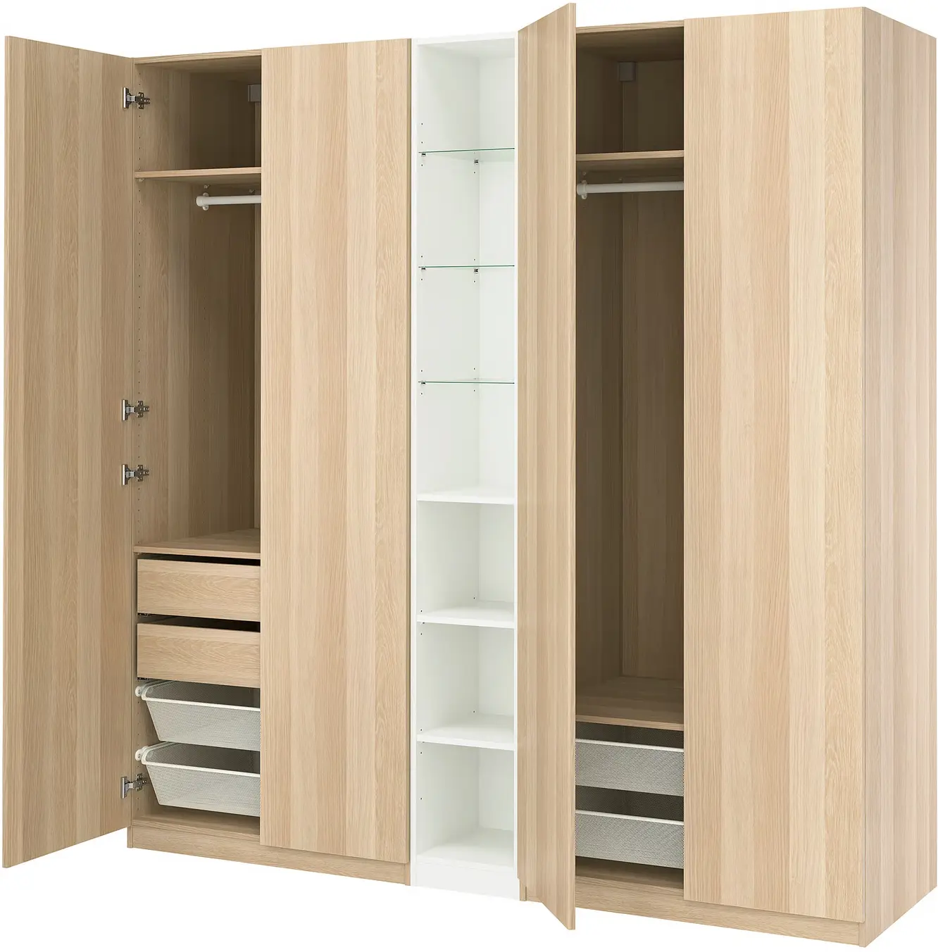 Dulap Ikea Pax/Forsand rafturi/bare/sertare/cosuri/etajera 235x60x236 (Aspect Stejar Antichizat/Alb) - 4