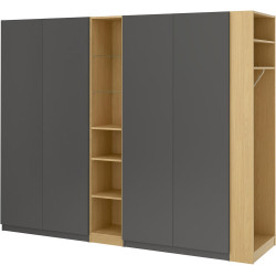 Dulap Ikea Pax/Forsand rafturi/bare/sertare/cosuri/etajere 255x60x201 (Gri inchis/Aspect Stejar) Thumb