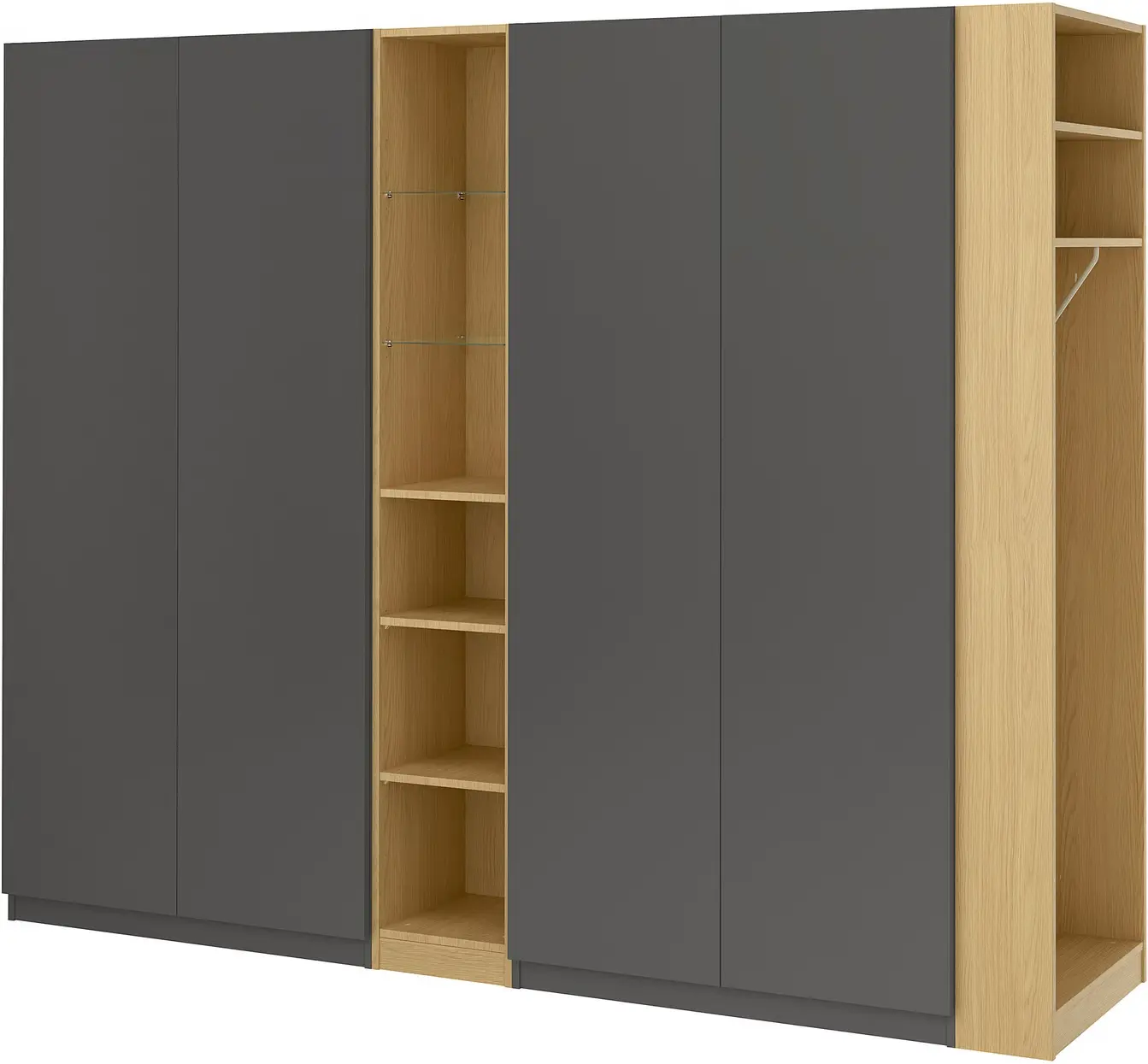 Dulap Ikea Pax/Forsand rafturi/bare/sertare/cosuri/etajere 255x60x201 (Gri inchis/Aspect Stejar) - 3