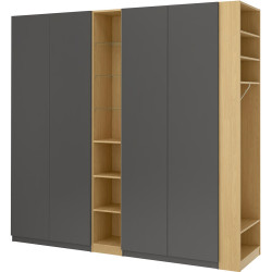 Dulap Ikea Pax/Forsand rafturi/bare/sertare/cosuri/etajere 255x60x236 (Gri inchis/Aspect Stejar) Thumb