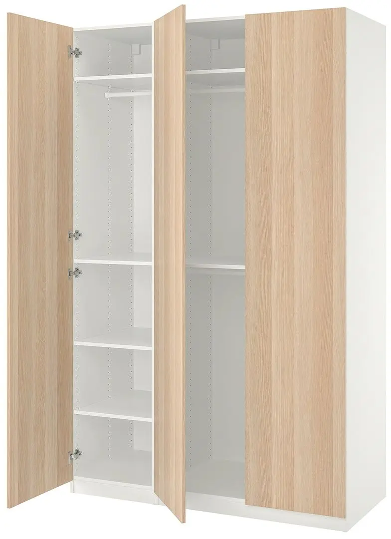 Dulap Ikea Pax/Forsand bare/rafturi 150x60x236 (Alb/Aspect Stejar Antichizat)