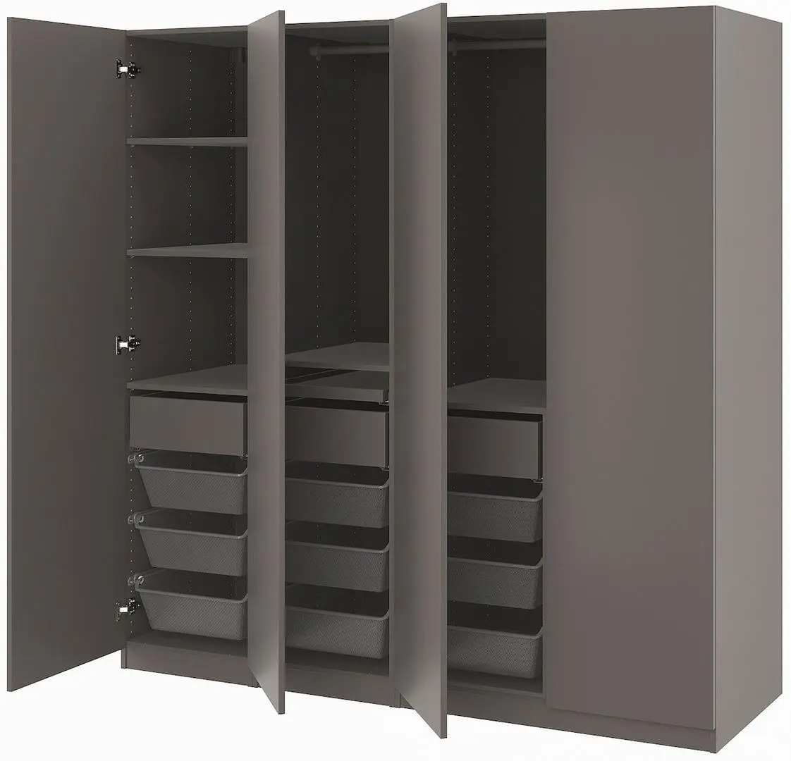 Dulap Ikea Pax/Forsand bare/raft/sertare 200x60x201 (Gri-inchis)