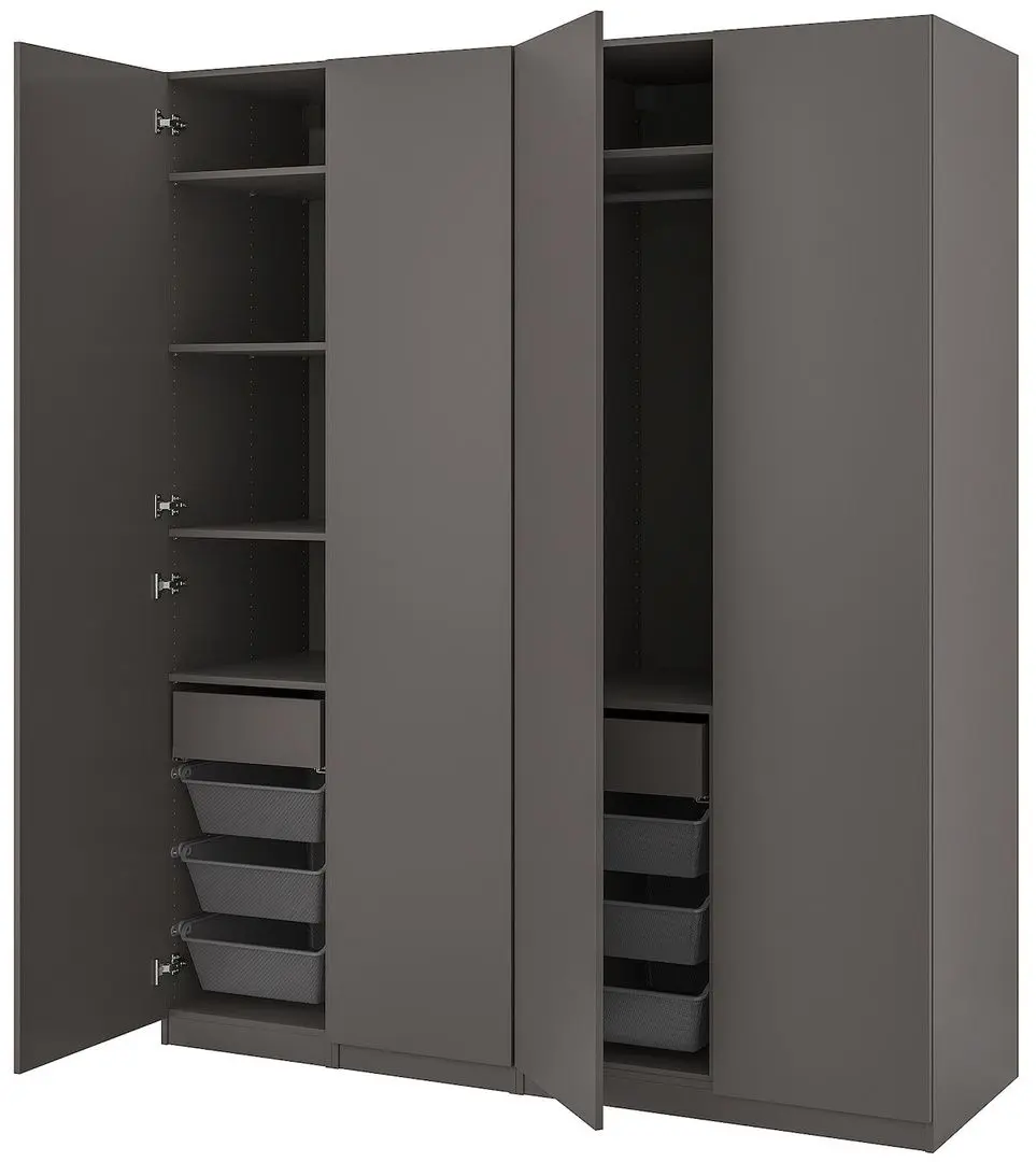 Dulap Ikea Pax/Forsand bare/rafturi/sertare 200x60x236 (Gri-inchis)
