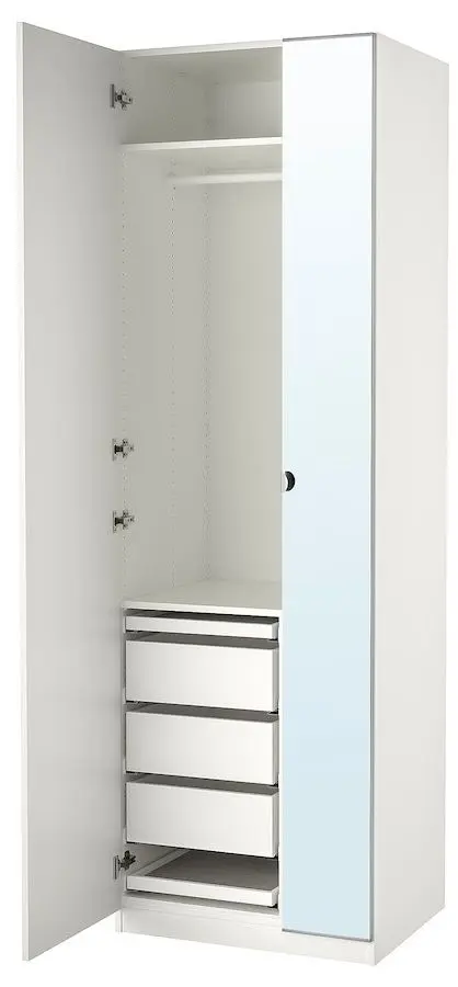 Dulap Ikea Pax/Forsand/Vikedal sertare/raft/bara 75x60x236 (Alb/Oglinda) - 2