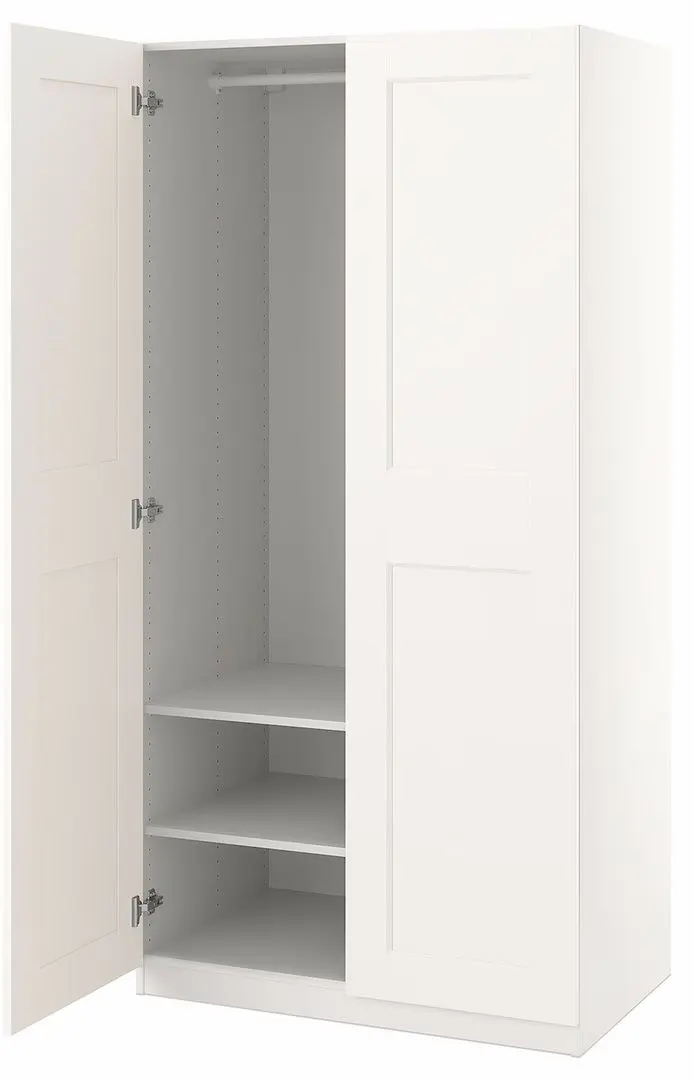 Dulap-cupe Ikea Pax/Grimo rafturi/bara 100x60x201 (Alb)