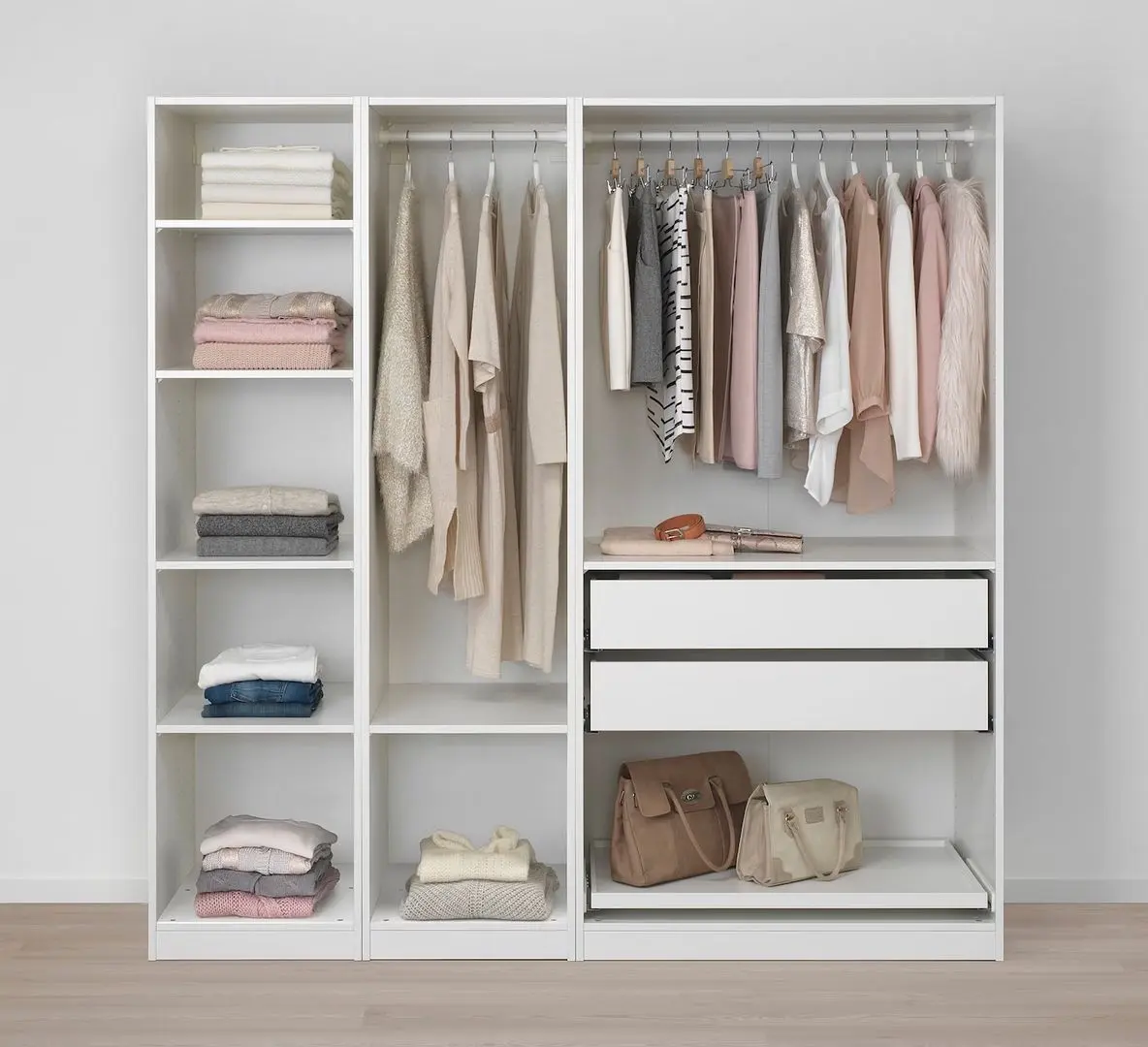 Dulap Ikea Pax/Grimo rafturi/bare/sertare 200x60x201 (Alb/Gri)