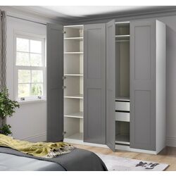 Dulap Ikea Pax/Grimo rafturi/bare/sertare 200x60x236 (Alb/Gri)