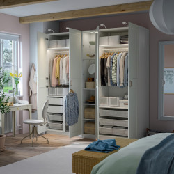 Dulap Ikea Pax/Grimo rafturi/bare/sertare/cosuri/etajera 235x60x236 (Alb) Thumb