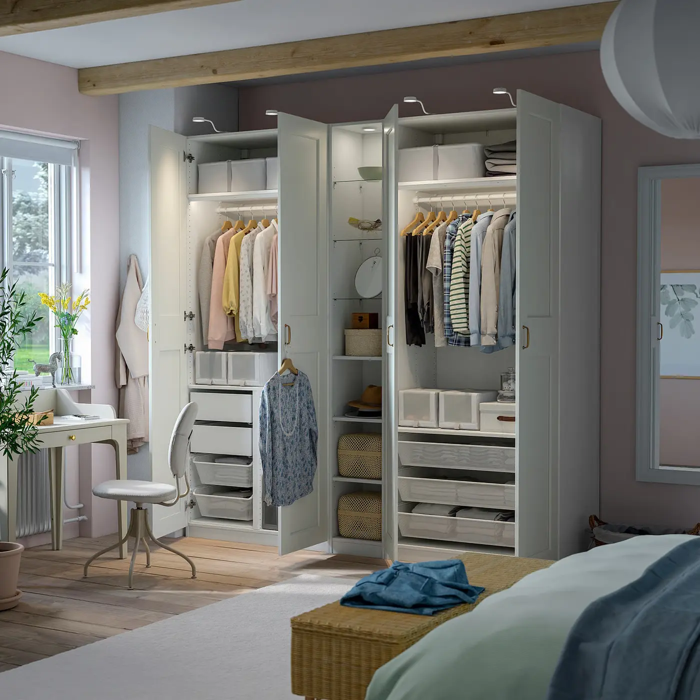 Dulap Ikea Pax/Grimo rafturi/bare/sertare/cosuri/etajera 235x60x236 (Alb) - 2