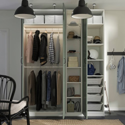 Dulap Ikea Pax/Grimo rafturi/bare/cosuri/etajera 185x60x236 (Alb/Gri-verde) Thumb