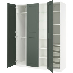 Dulap Ikea Pax/Grimo rafturi/bare/cosuri/etajera 185x60x236 (Alb/Gri-verde) Thumb