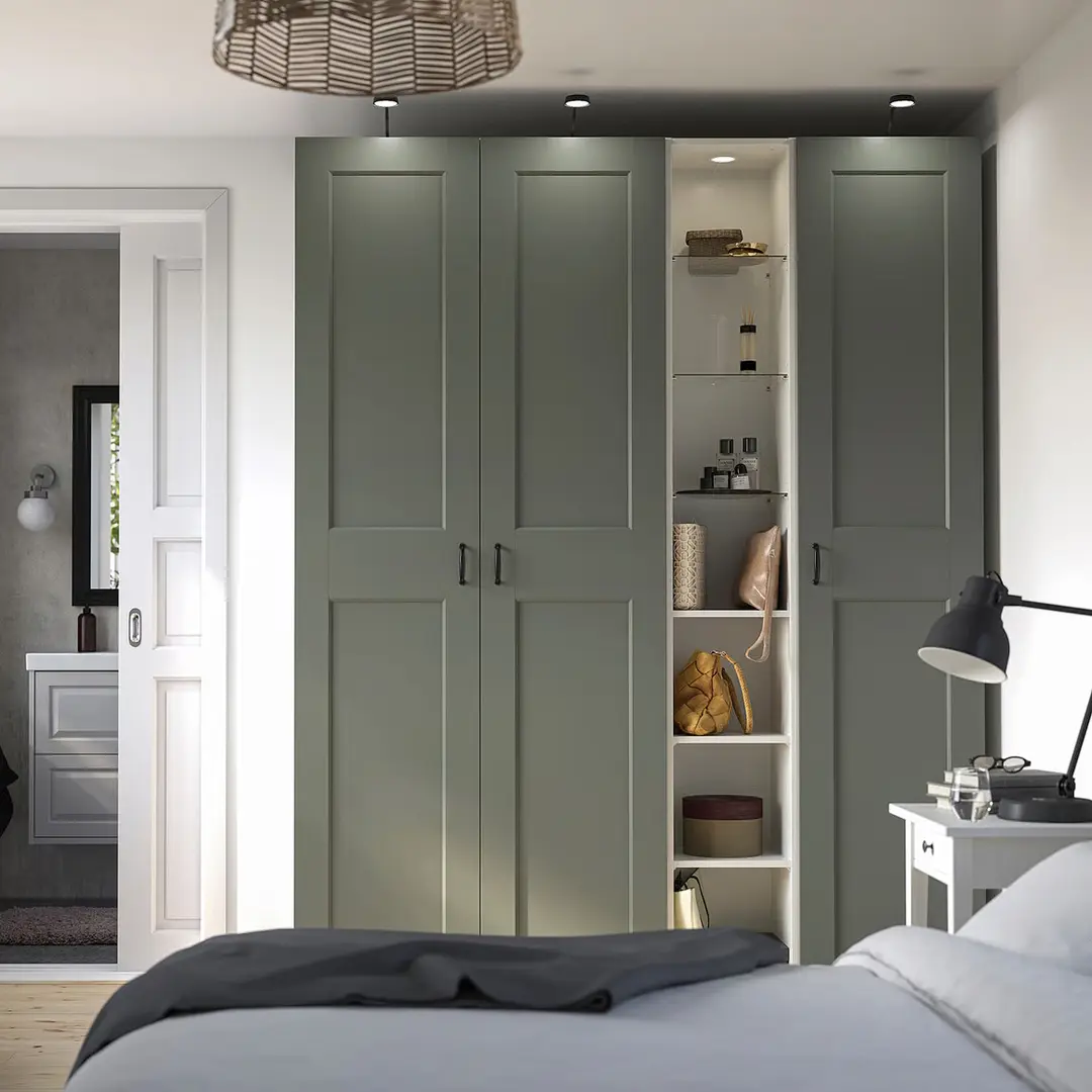 Dulap Ikea Pax/Grimo rafturi/bare/cosuri/etajera 185x60x236 (Alb/Gri-verde)