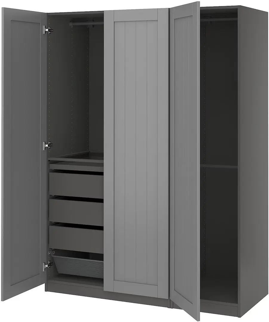 Dulap Ikea Pax/Gullaberg raft/bare/sertare/cos 150x60x201 (Gri inchis/Gri)