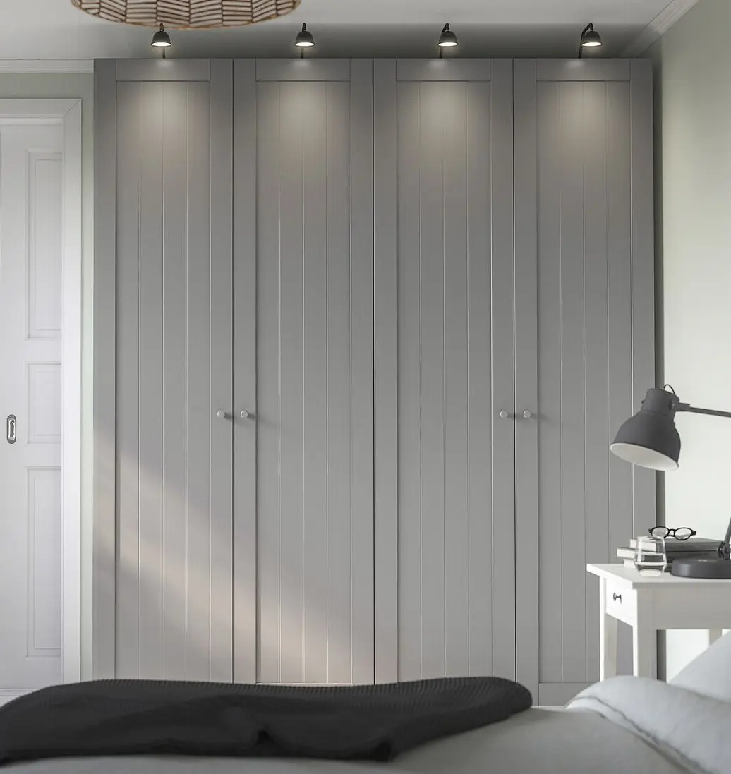 Dulap Ikea Pax/Gullaberg rafturi/bare/sertare 200x60x236 (Alb/Gri)