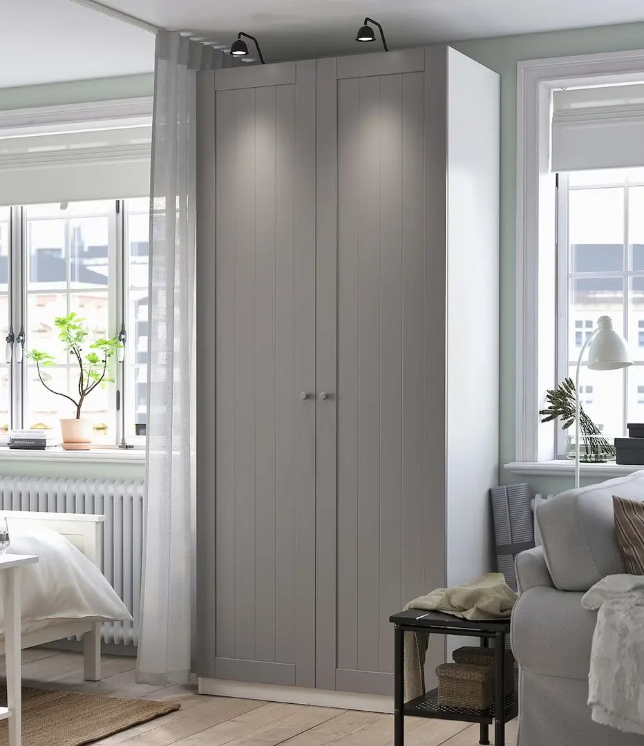 Dulap Ikea Pax/Gullaberg rafturi/bara/cosuri 100x60x236 (Alb/Gri)