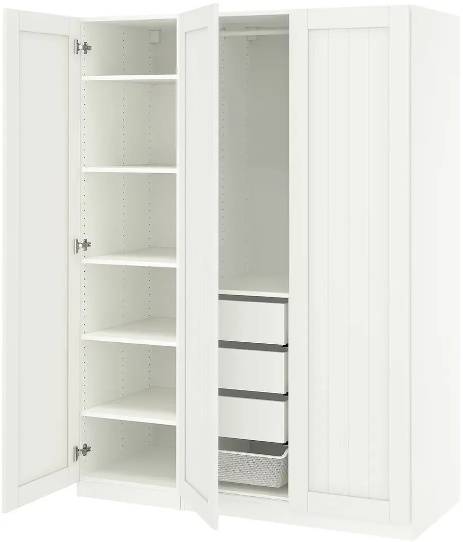 Dulap Ikea Pax/Gullaberg rafturi/bara/sertare/cos 150x60x201 (Alb)