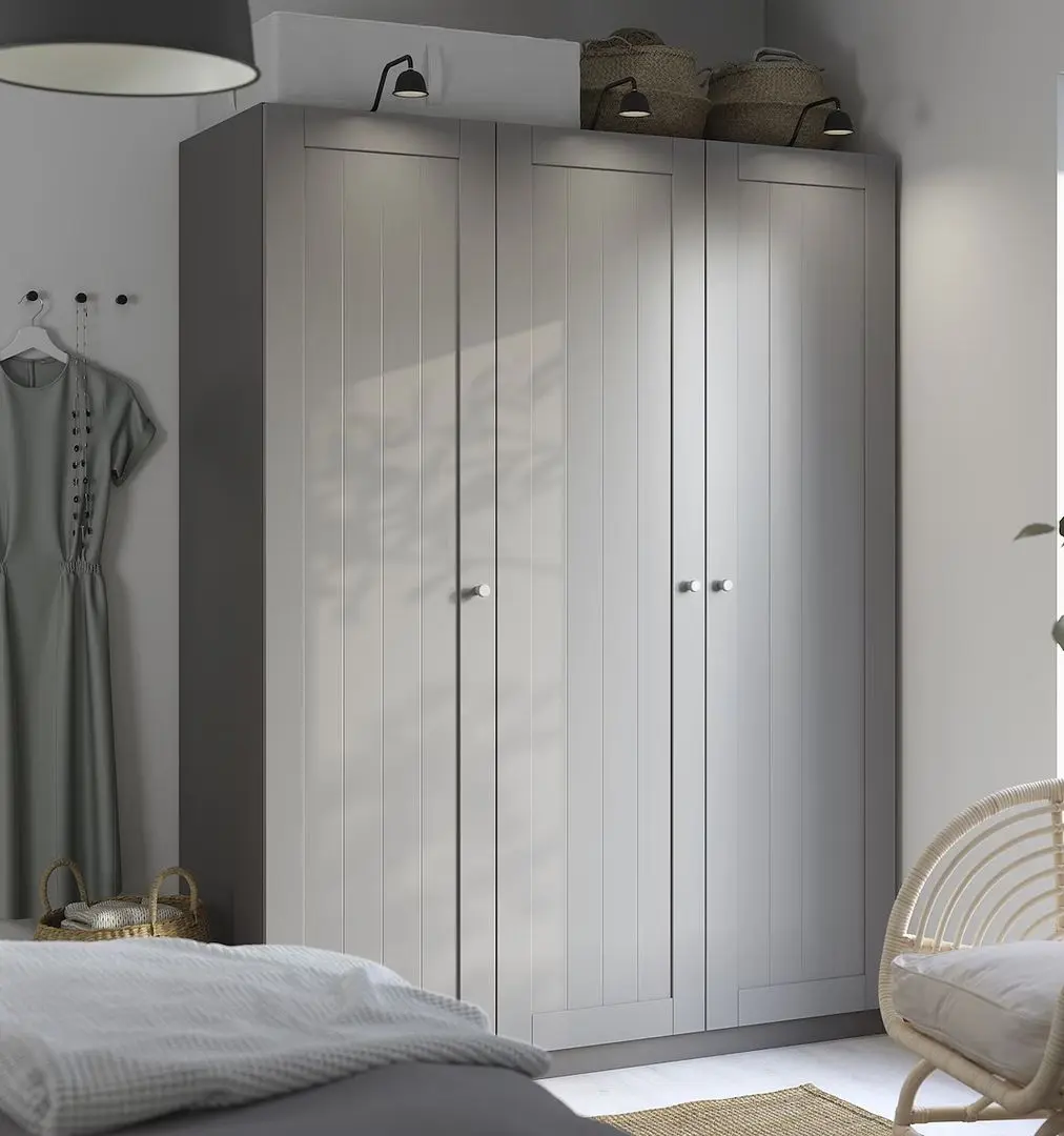 Шкаф Ikea Pax/Gullaberg полки/штанга/ящики/корзина 150x60x201 (Тёмно-серый/Серый)