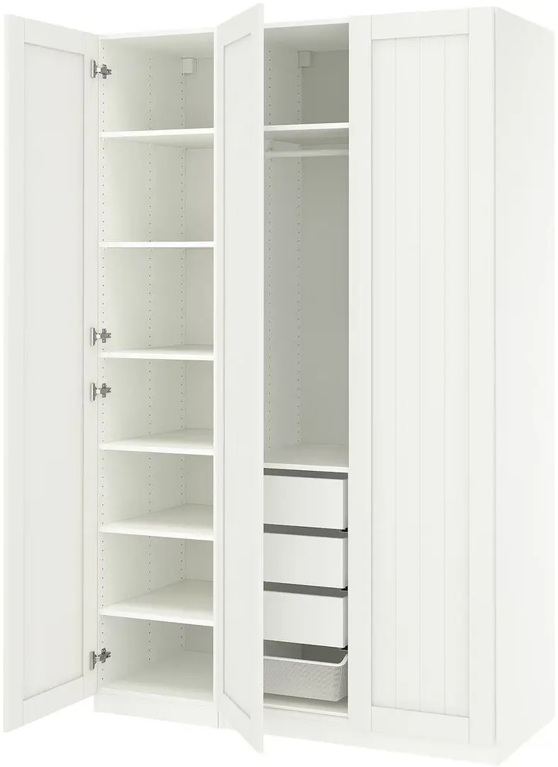 Dulap Ikea Pax/Gullaberg rafturi/bara/sertare/cos 150x60x236 (Alb)