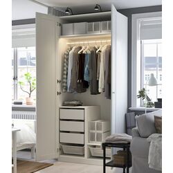 Dulap Ikea Pax/Gullaberg rafturi/bara/sertare/cosuri 100x60x236 (Alb) Thumb