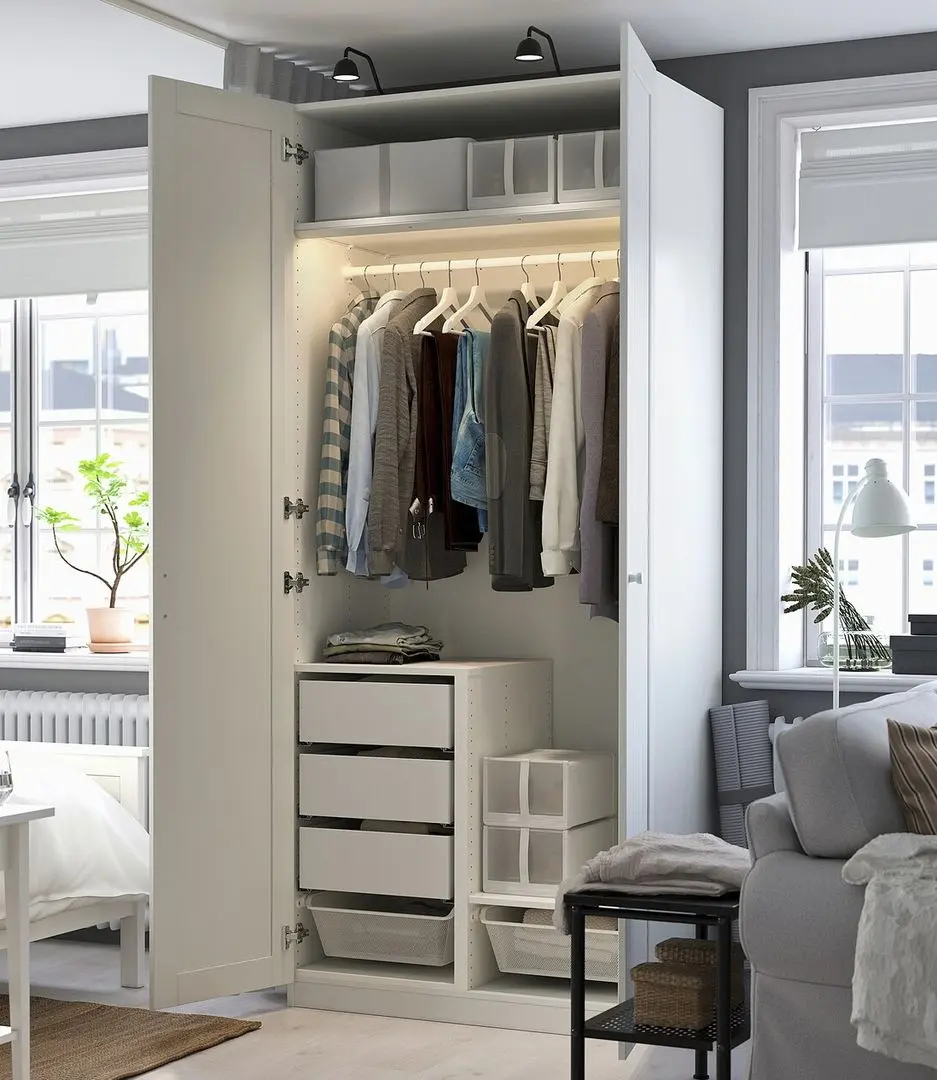 Dulap Ikea Pax/Gullaberg rafturi/bara/sertare/cosuri 100x60x236 (Alb)