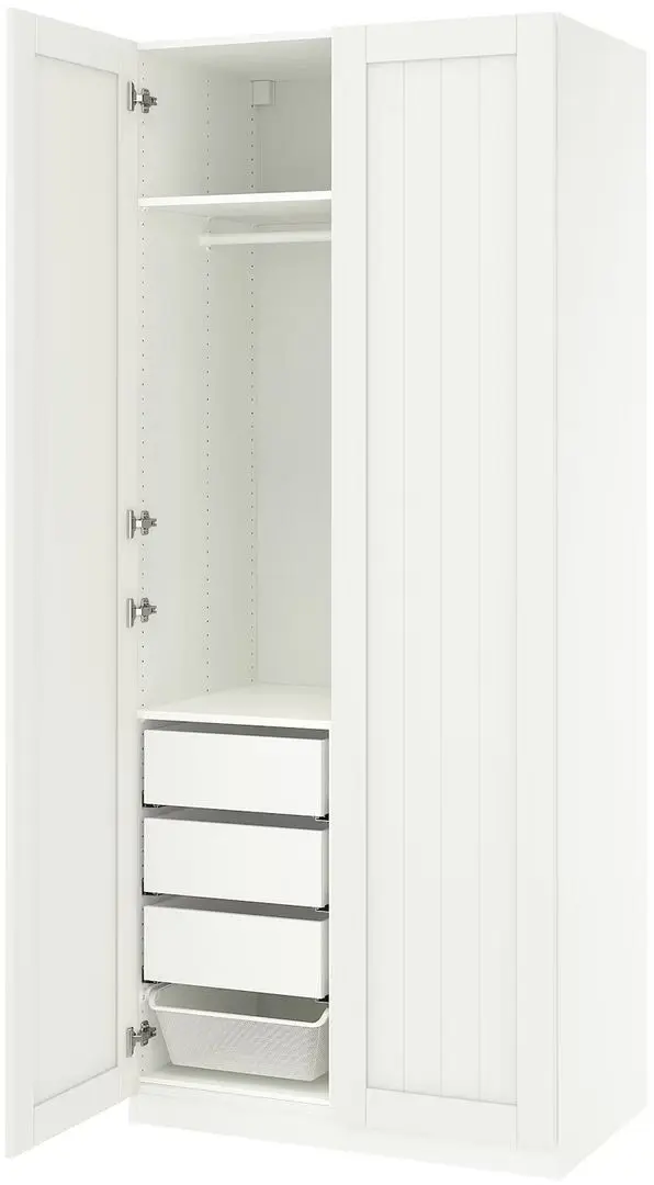 Dulap Ikea Pax/Gullaberg rafturi/bara/sertare/cosuri 100x60x236 (Alb)