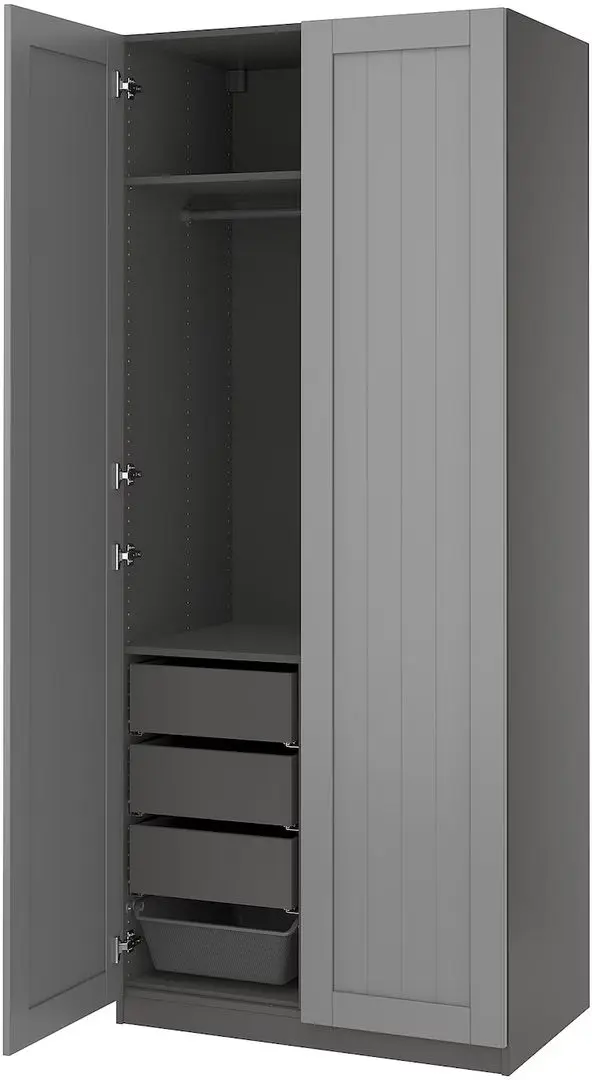 Dulap Ikea Pax/Gullaberg rafturi/bara/sertare/cosuri 100x60x236 (Gri inchis/Gri)