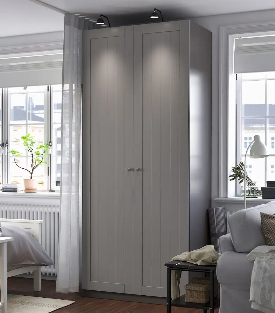 Dulap Ikea Pax/Gullaberg rafturi/bara/sertare/cosuri 100x60x236 (Gri inchis/Gri)